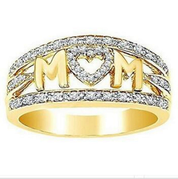 Mama-Ring vergoldet, mit Diamant-Herz