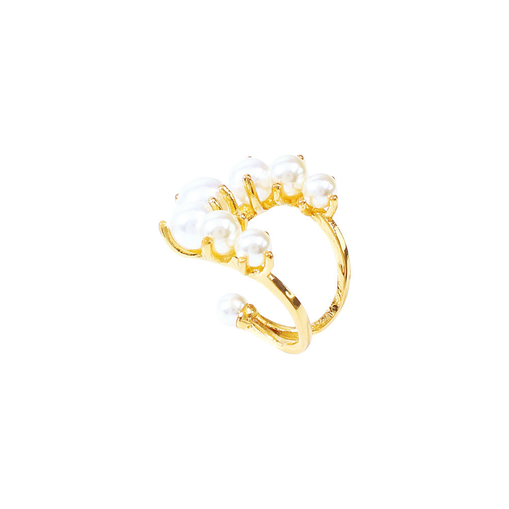 Anillos de perlas grandes con formas geométricas y pavé para mujer
