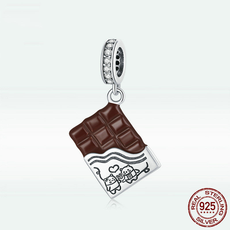 S925 Sterlingsilber Schokoladenanhänger DIY Armband Zubehör