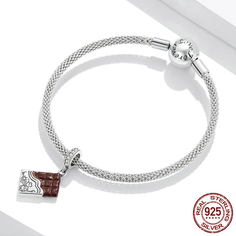 S925 Sterlingsilber Schokoladenanhänger DIY Armband Zubehör