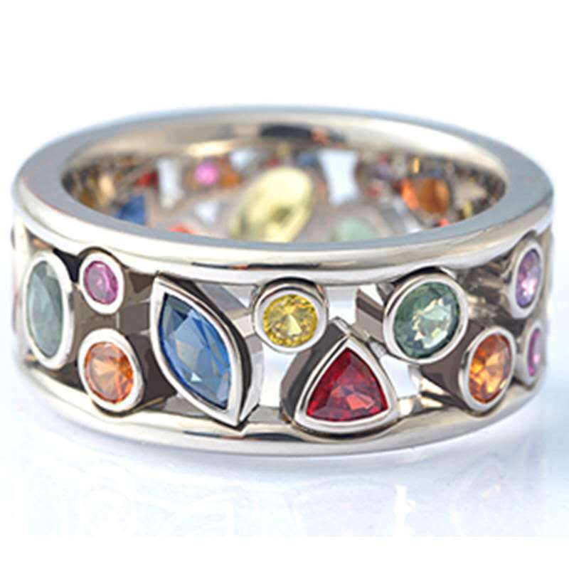 Hohler Diamant Multicolor Ring Damenring