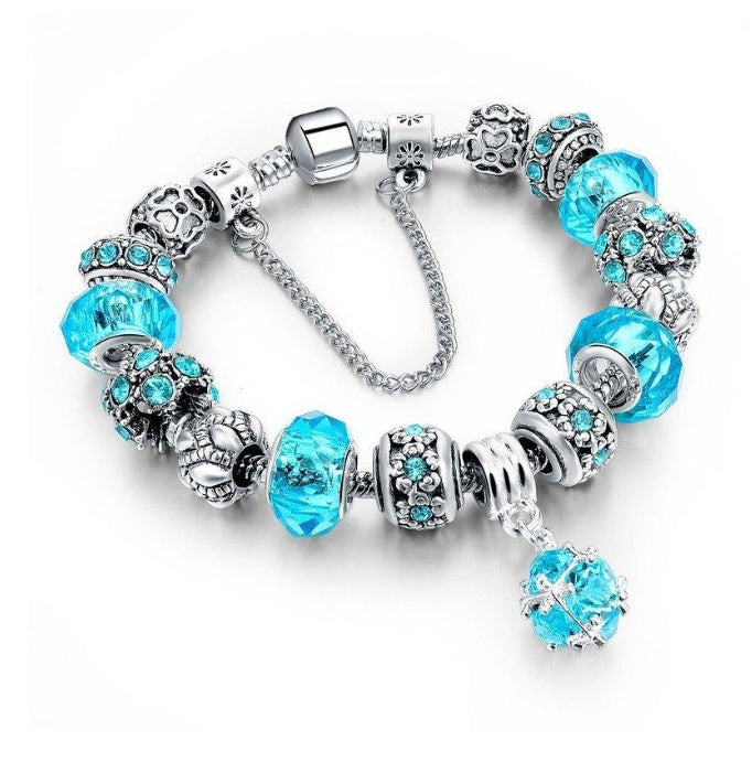 Schmuck Silber Charms Armband & Armreifen mit Königinnenkrone Perlen Armband für Frauen