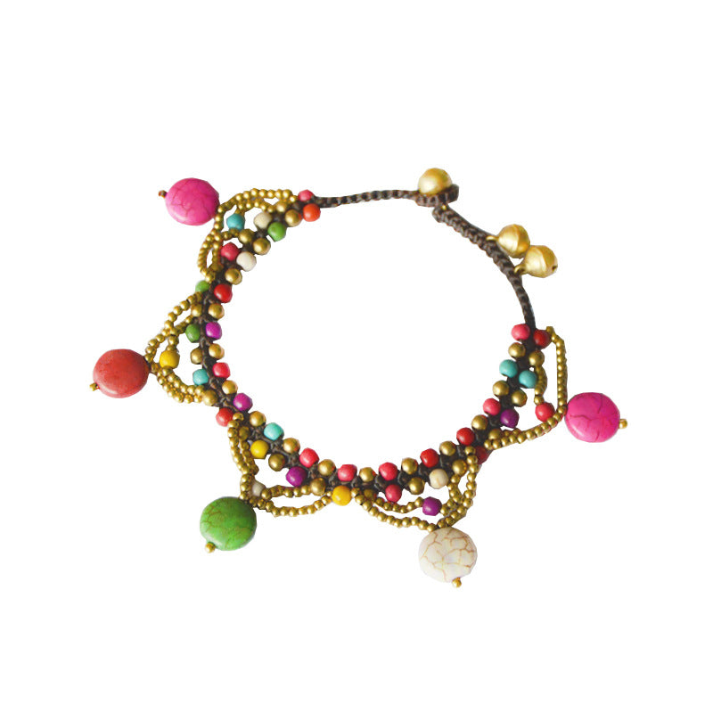 Tobillera Redonda Turquesa para Tarta, Zapatos de Playa Bohemios y Accesorios de Ropa para Mujer