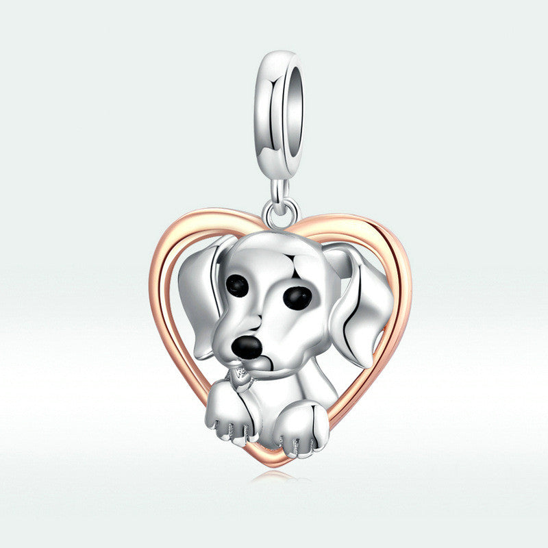Original niedlicher Hund S925 Silberanhänger