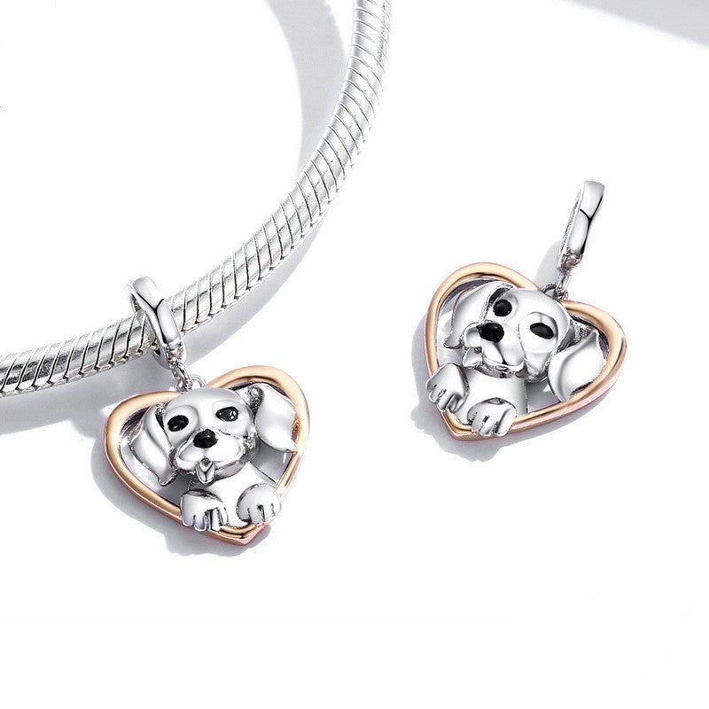 Original niedlicher Hund S925 Silberanhänger