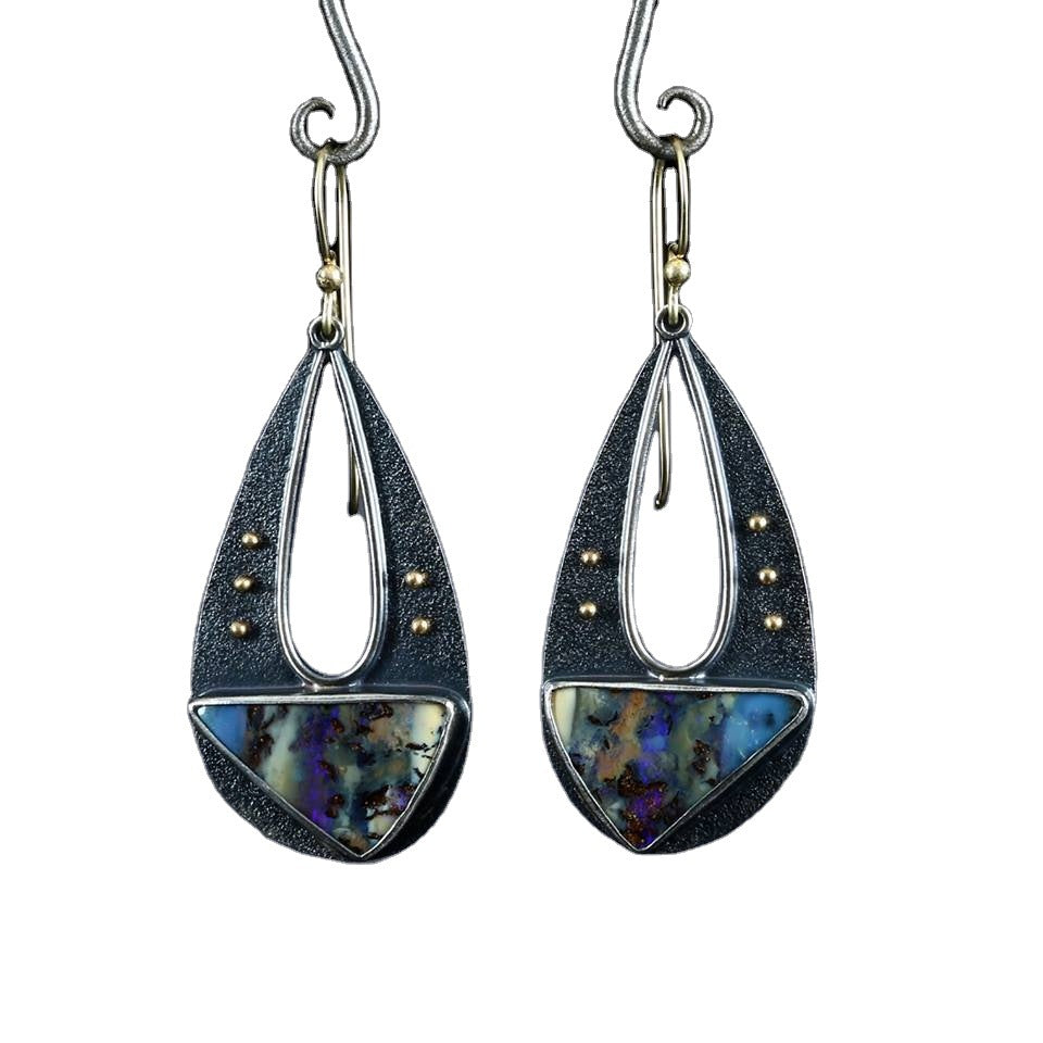 Aretes colgantes de resina elegantes vintage para mujer, aretes colgantes largos bohemios a la moda con forma de gota de agua hueca y triángulo, joyería Z5D396