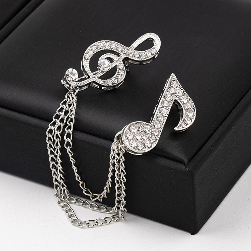 Brosche im britischen Stil für Herren mit Musiksymbol