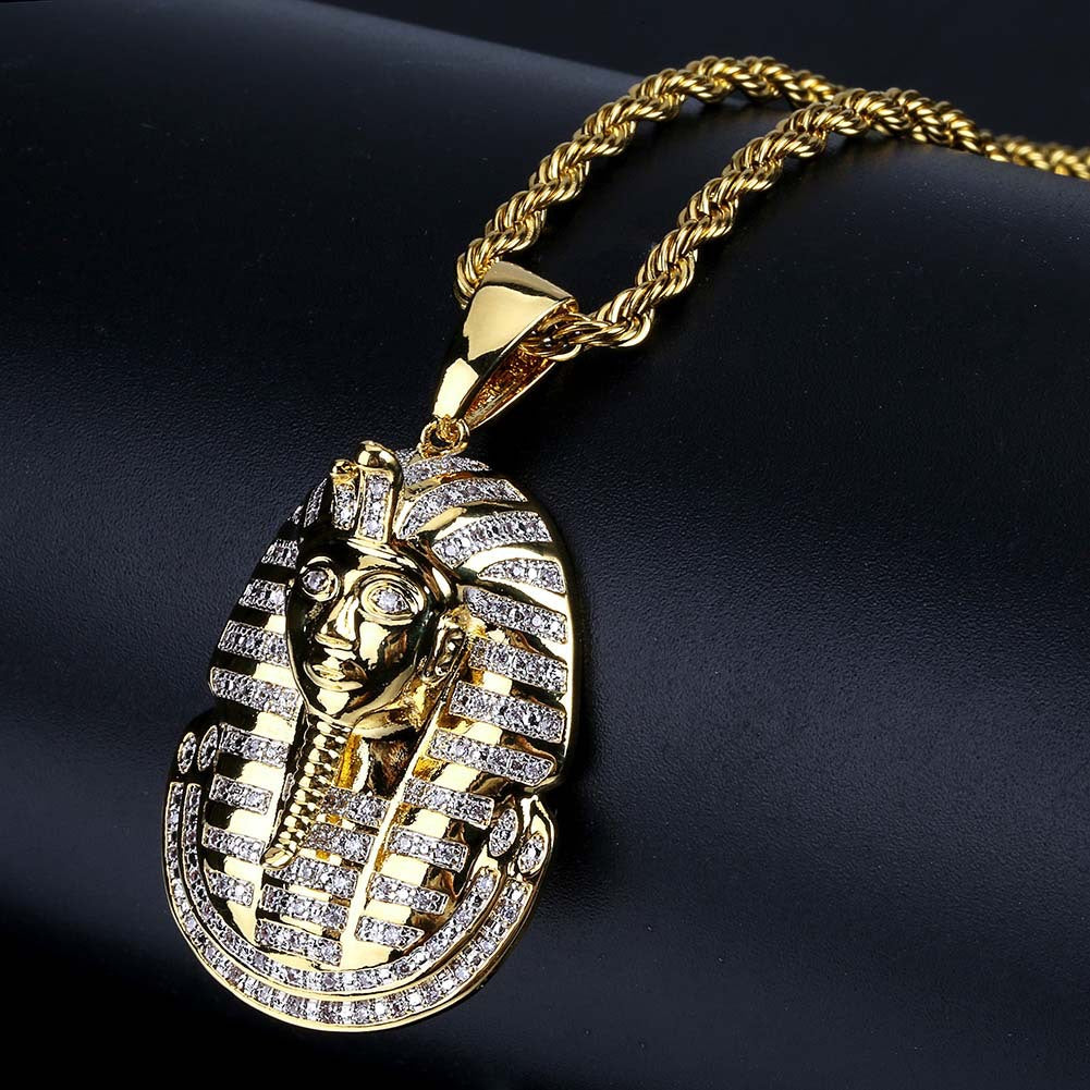 Neu eingetroffen: Hip-Hop-Schmuck, Iced Out Ägyptischer Pharao Anhänger Halskette