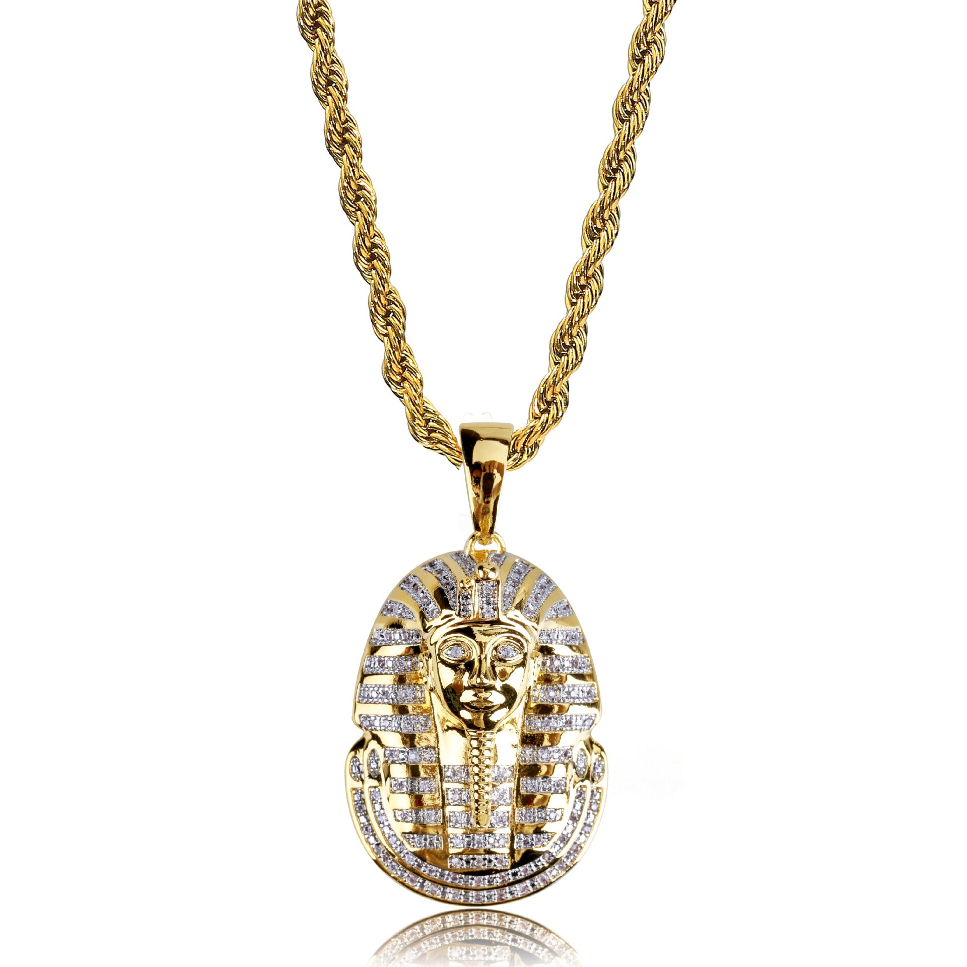 Neu eingetroffen: Hip-Hop-Schmuck, Iced Out Ägyptischer Pharao Anhänger Halskette