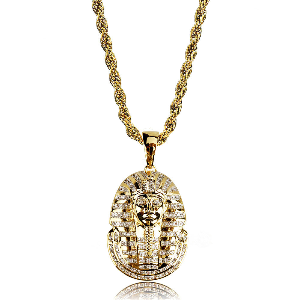 Neu eingetroffen: Hip-Hop-Schmuck, Iced Out Ägyptischer Pharao Anhänger Halskette