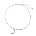 Tobillera sencilla de plata de ley 925 con diseño de luna
