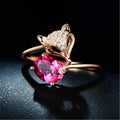Modischer Kreativer Roségold Fuchs Rubin Ring