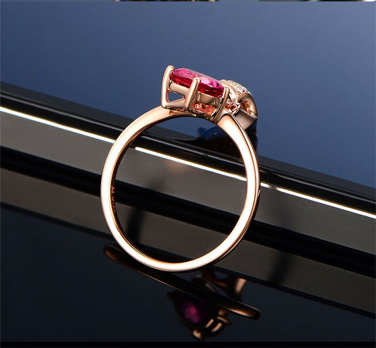 Modischer Kreativer Roségold Fuchs Rubin Ring