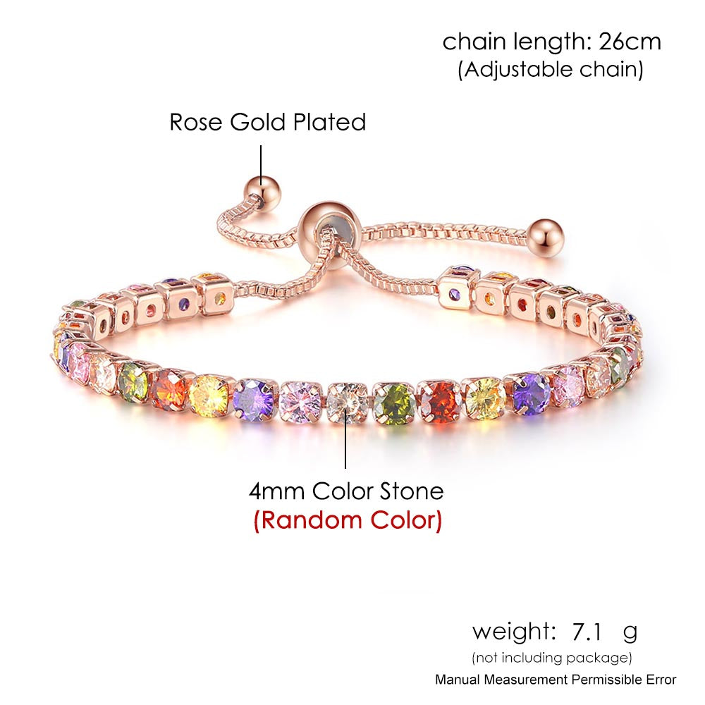 Pulsera de tenis de una fila con circonitas redondas y diamantes completos