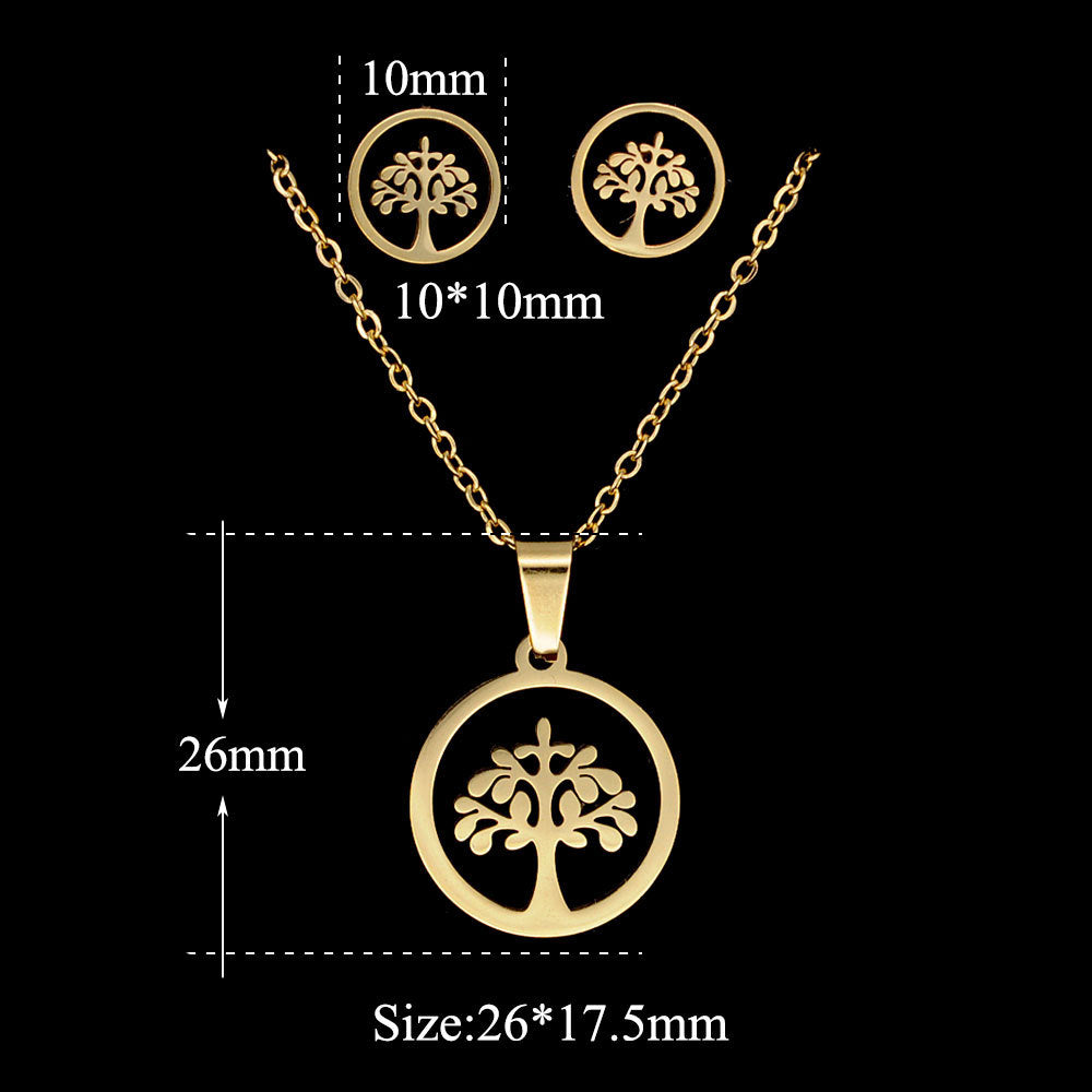Edelstahl Lebensbaum Set DIY Mode Titan Stahl Schmuck