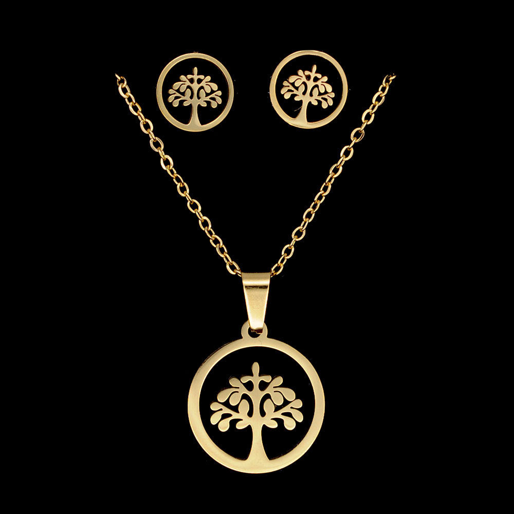 Edelstahl Lebensbaum Set DIY Mode Titan Stahl Schmuck