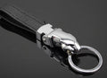 Llavero de Metal con Cabeza de Leopardo de Cuero Genuino de Lujo para Estilo de Coche