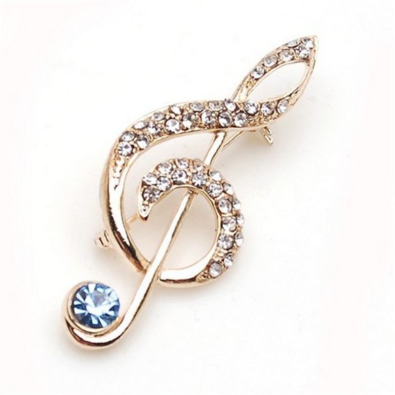 Vergoldete Diamant-Musiksymbol-Brosche