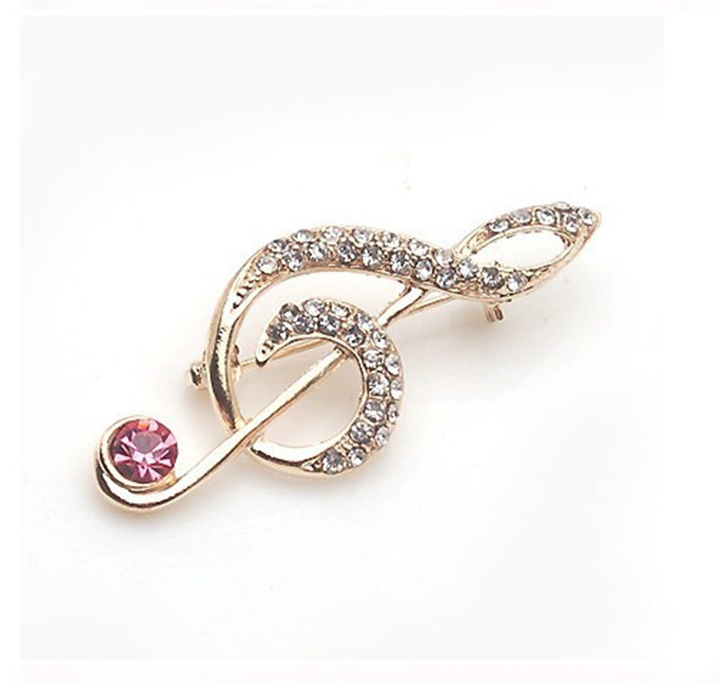 Vergoldete Diamant-Musiksymbol-Brosche