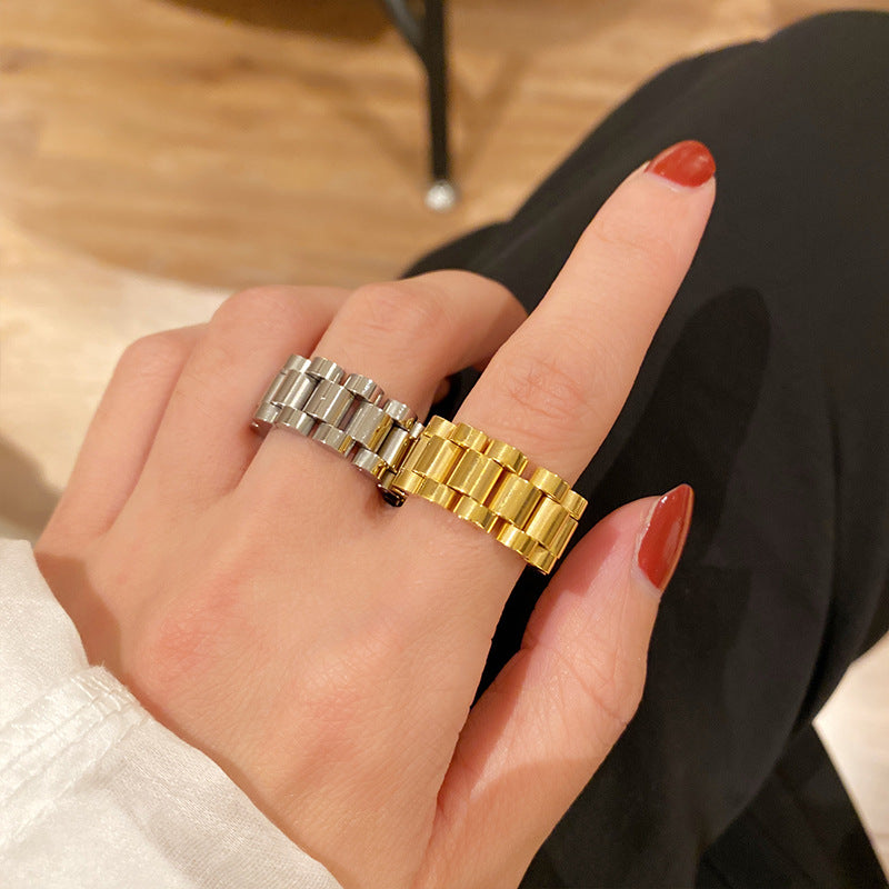 Europäischer und amerikanischer Retro-Persönlichkeits-Ring aus Titanstahlkette
