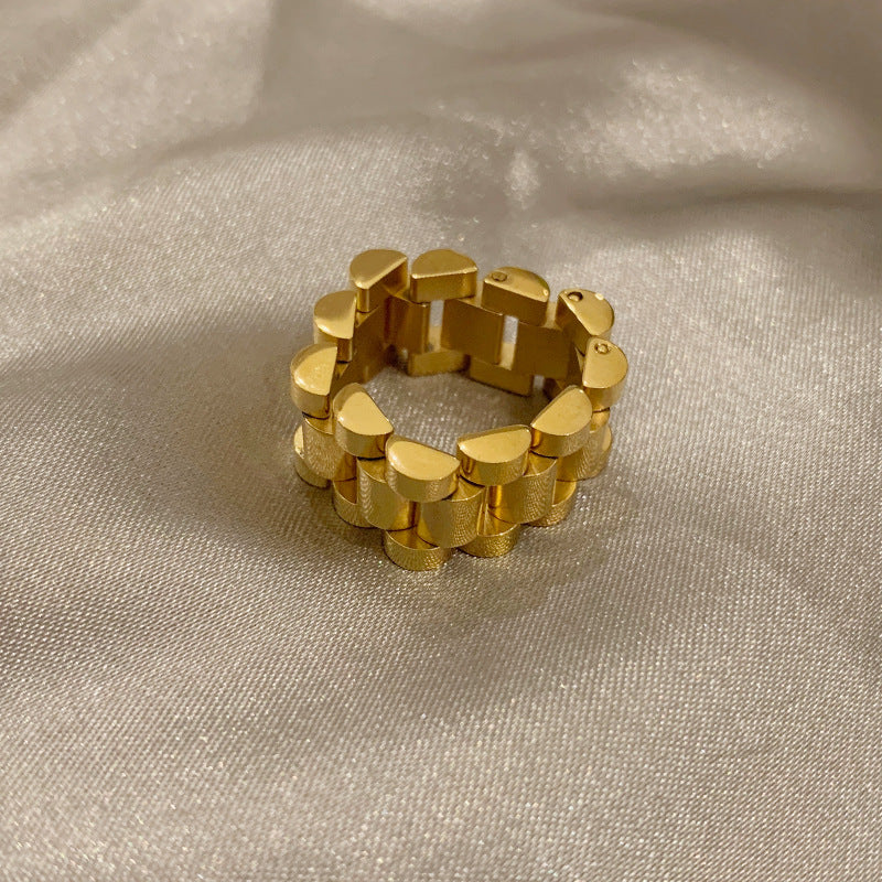 Europäischer und amerikanischer Retro-Persönlichkeits-Ring aus Titanstahlkette