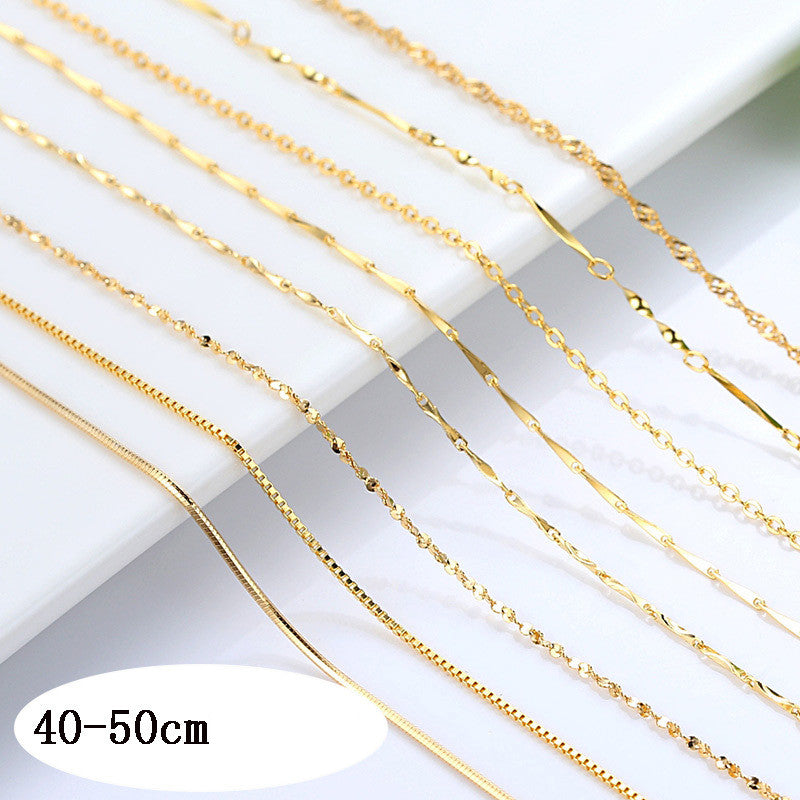 S925 Silver Necklace Gold Plated Chain Necklace Clavicle Chain Gold Color Gold Necklace