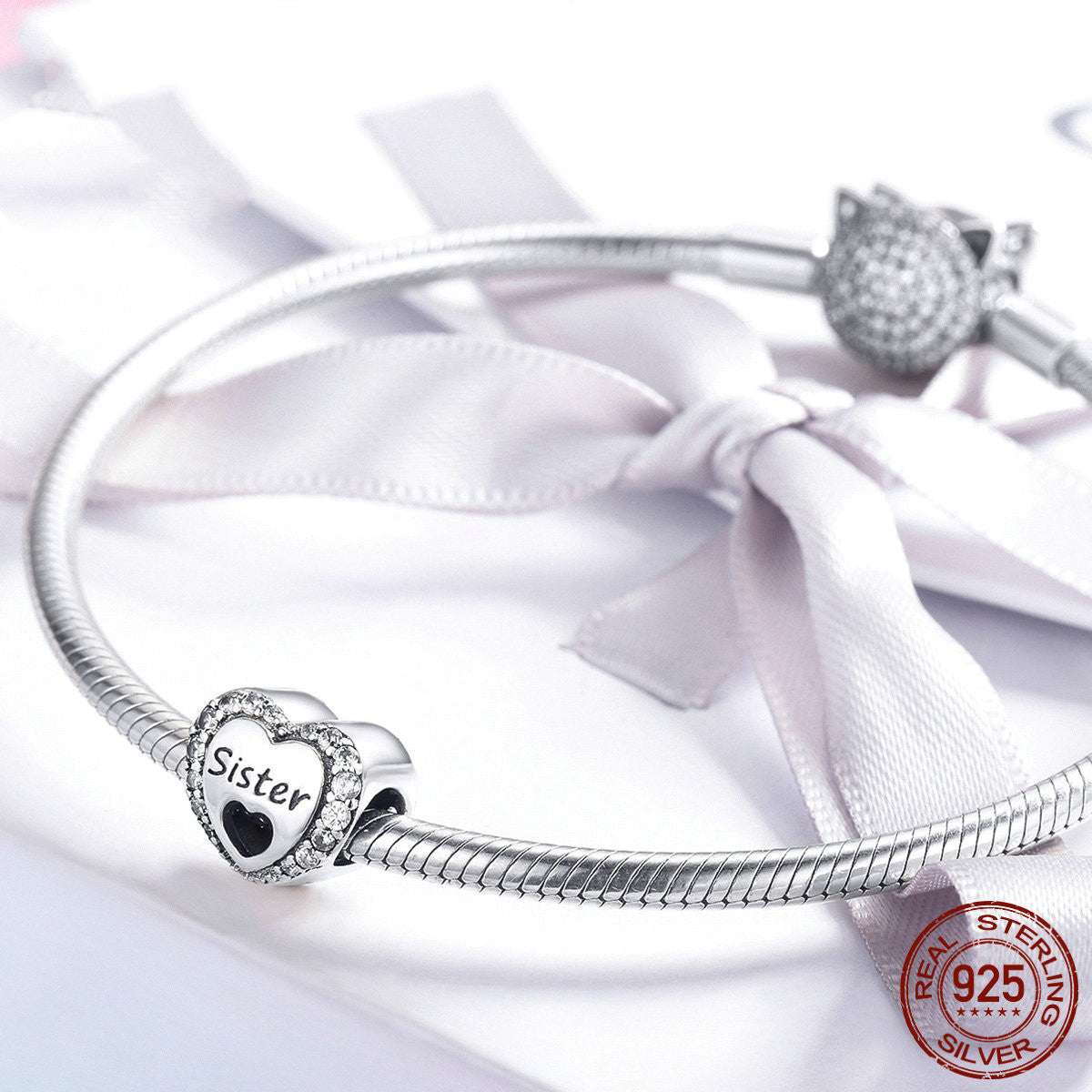 Herzförmiges DIY-Armband aus Perlen S925 Sterlingsilber lose Perlen