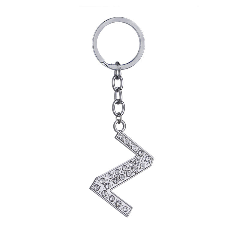26 English Letter Keychain Creative Zinc Alloy Diamond Key Pendant