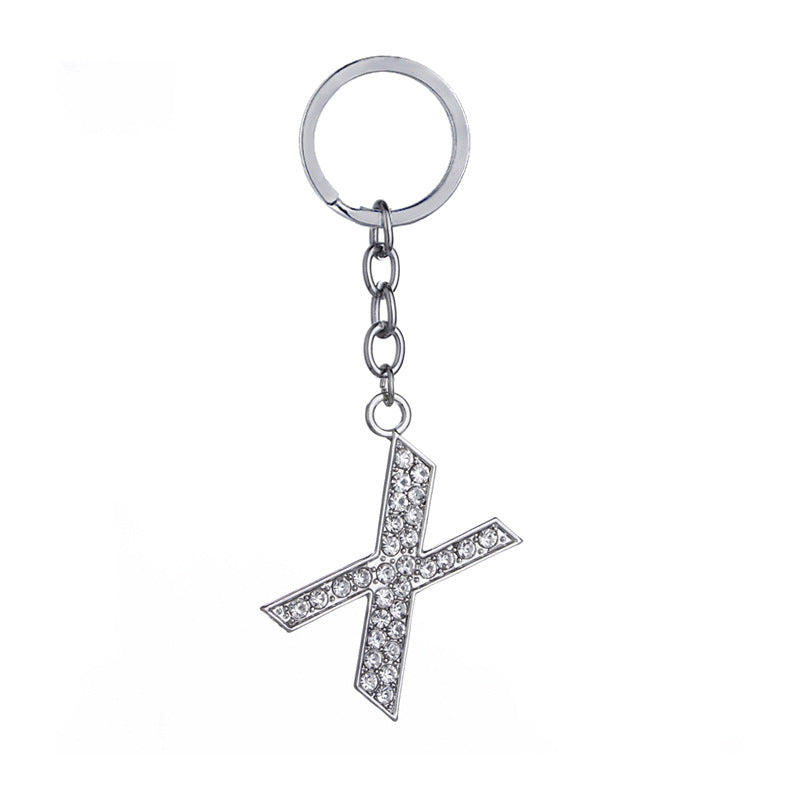 26 English Letter Keychain Creative Zinc Alloy Diamond Key Pendant