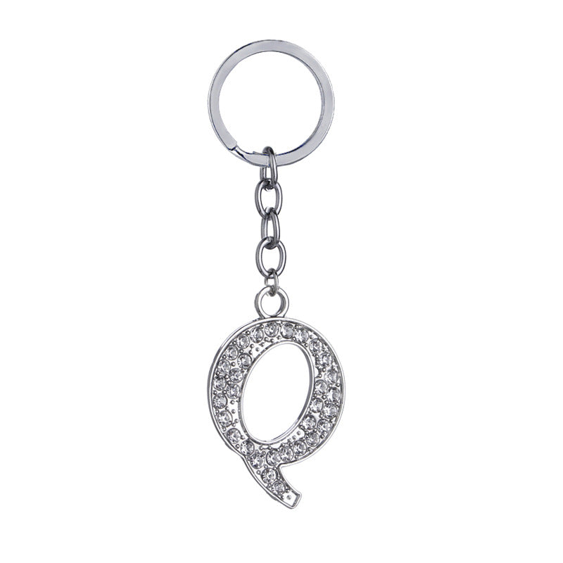 26 English Letter Keychain Creative Zinc Alloy Diamond Key Pendant