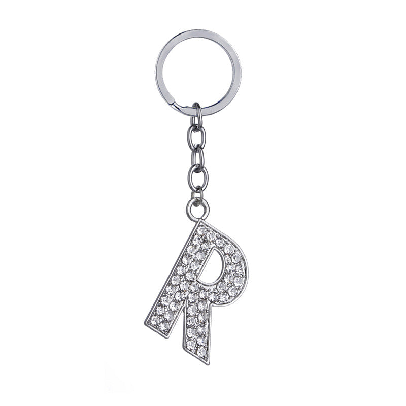 26 English Letter Keychain Creative Zinc Alloy Diamond Key Pendant