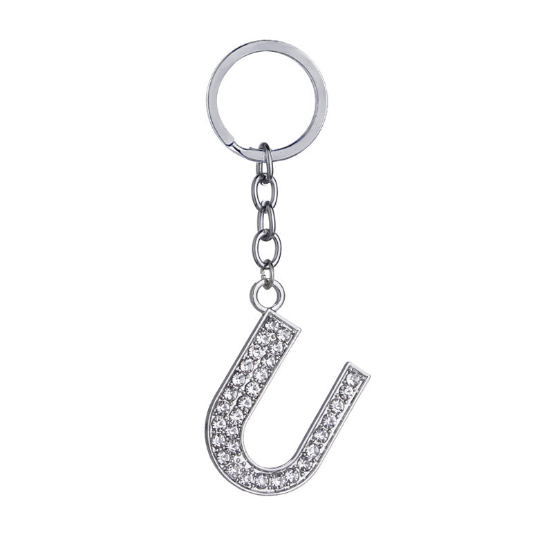 26 English Letter Keychain Creative Zinc Alloy Diamond Key Pendant