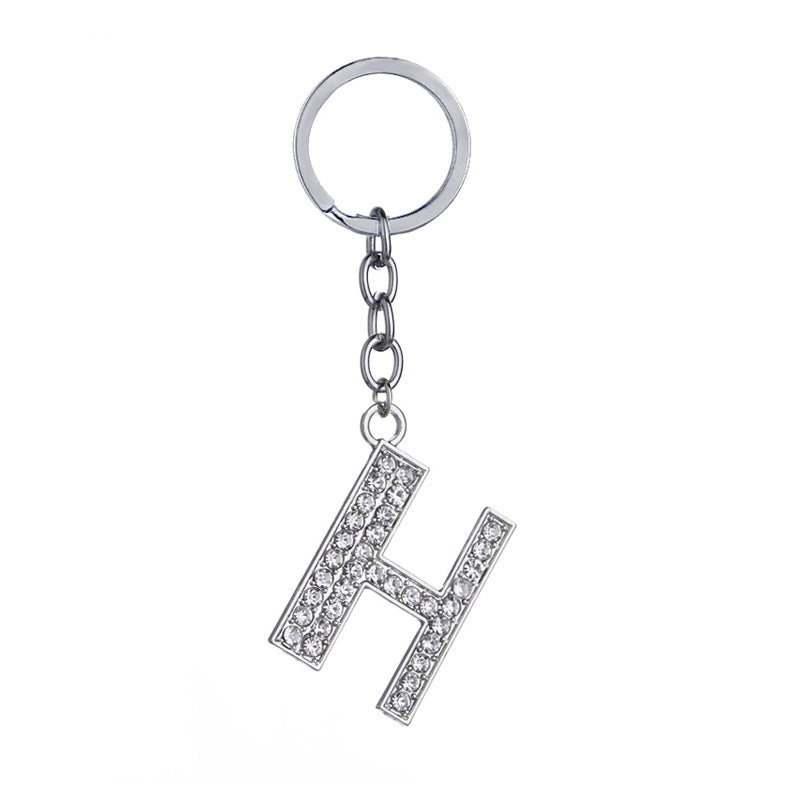 26 English Letter Keychain Creative Zinc Alloy Diamond Key Pendant