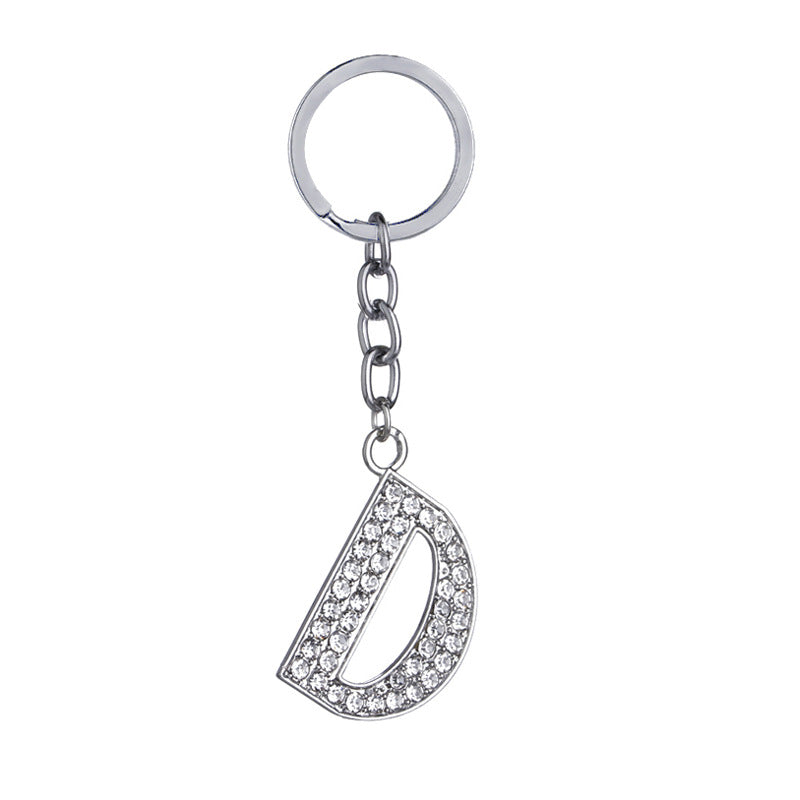 26 English Letter Keychain Creative Zinc Alloy Diamond Key Pendant