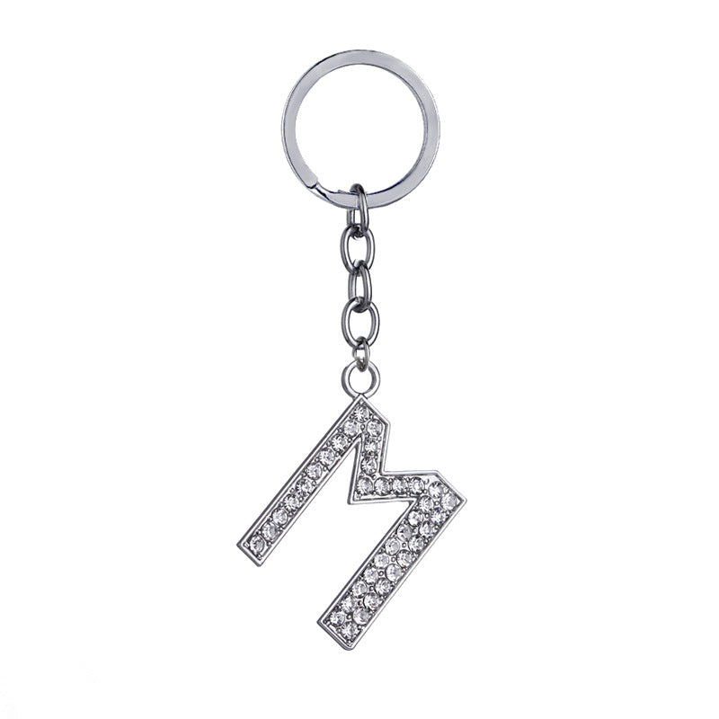 26 English Letter Keychain Creative Zinc Alloy Diamond Key Pendant