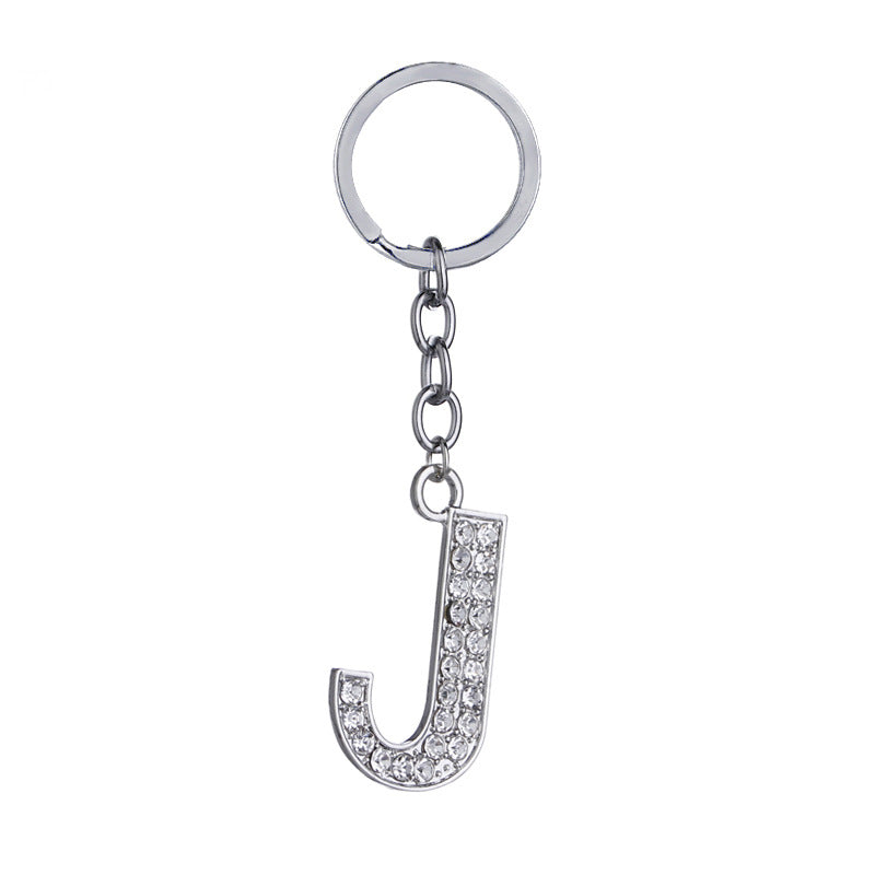 26 English Letter Keychain Creative Zinc Alloy Diamond Key Pendant