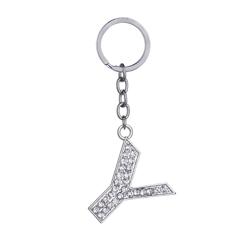 26 English Letter Keychain Creative Zinc Alloy Diamond Key Pendant