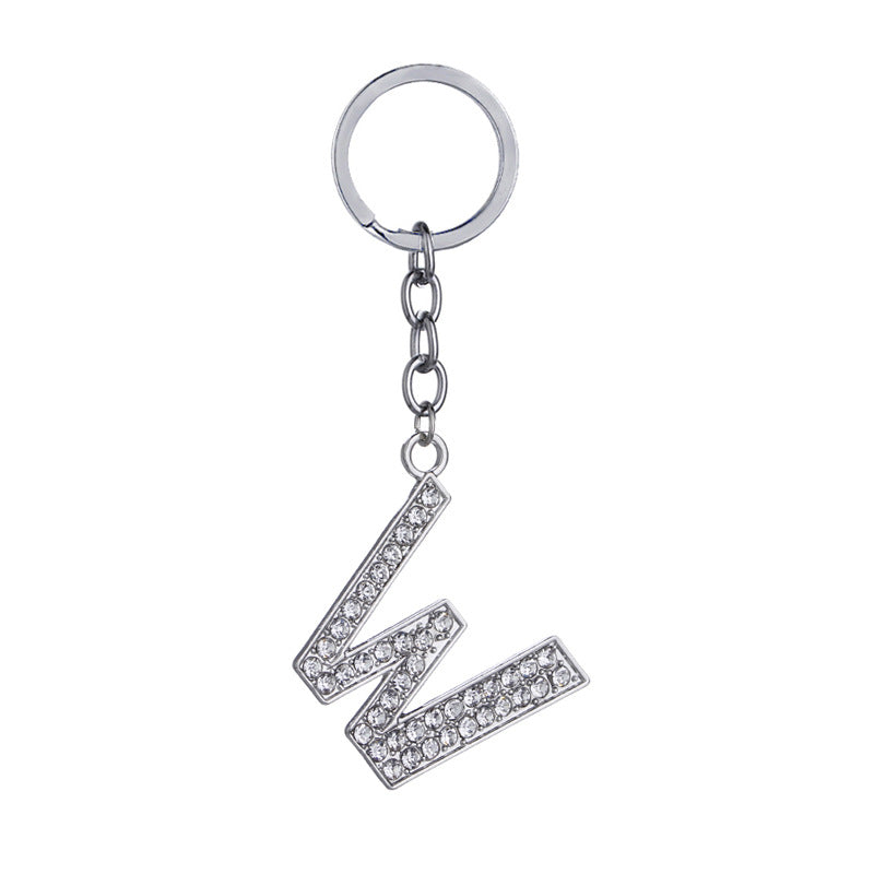 26 English Letter Keychain Creative Zinc Alloy Diamond Key Pendant