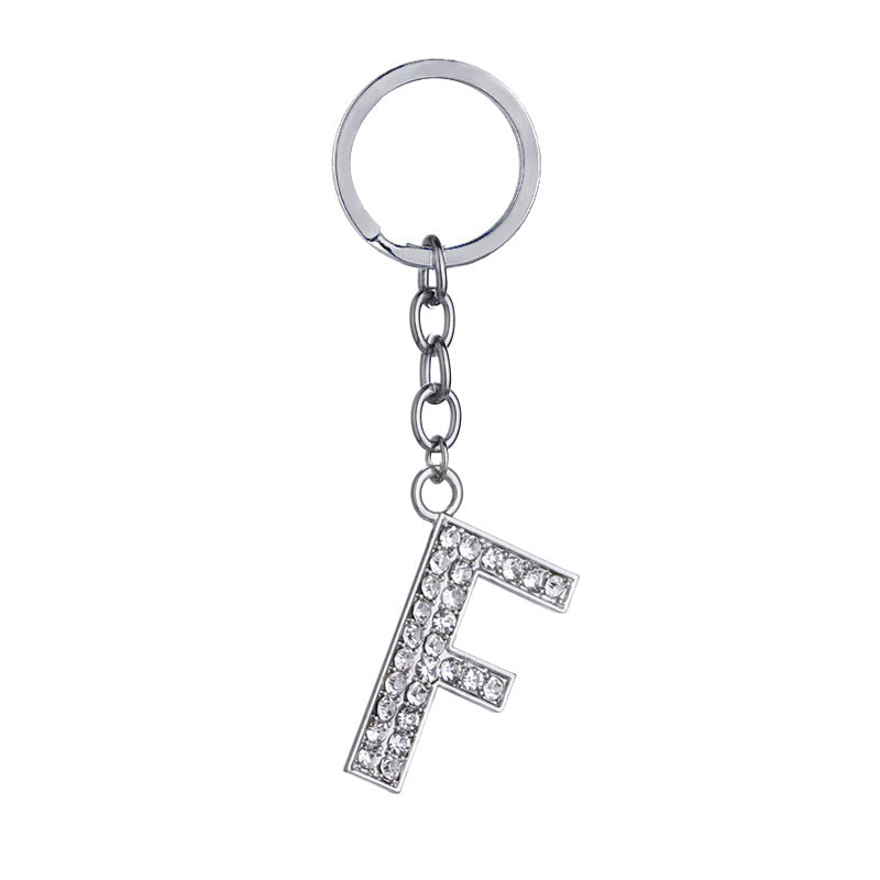 26 English Letter Keychain Creative Zinc Alloy Diamond Key Pendant