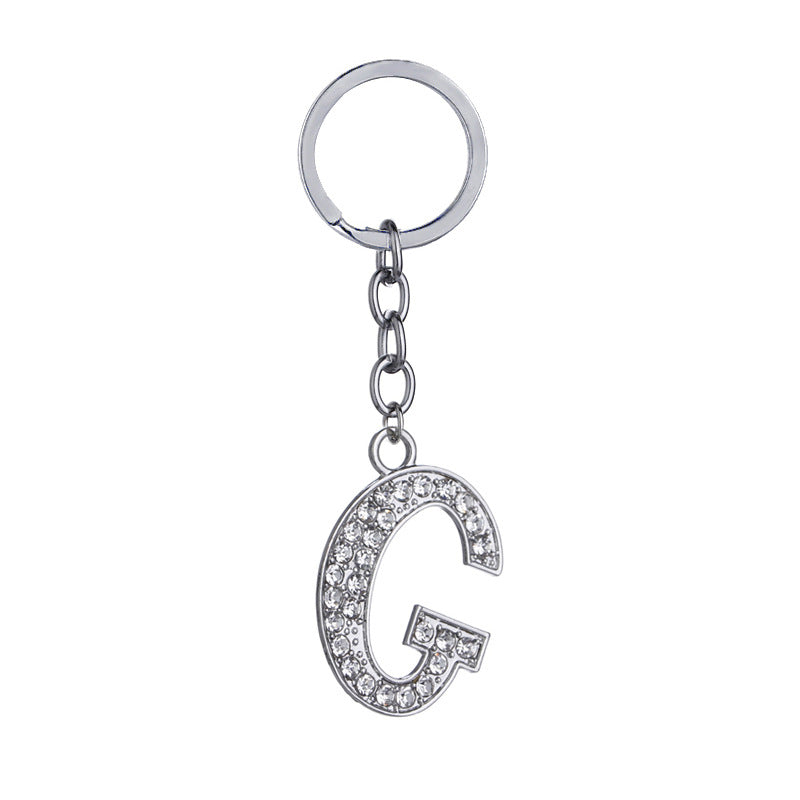 26 English Letter Keychain Creative Zinc Alloy Diamond Key Pendant