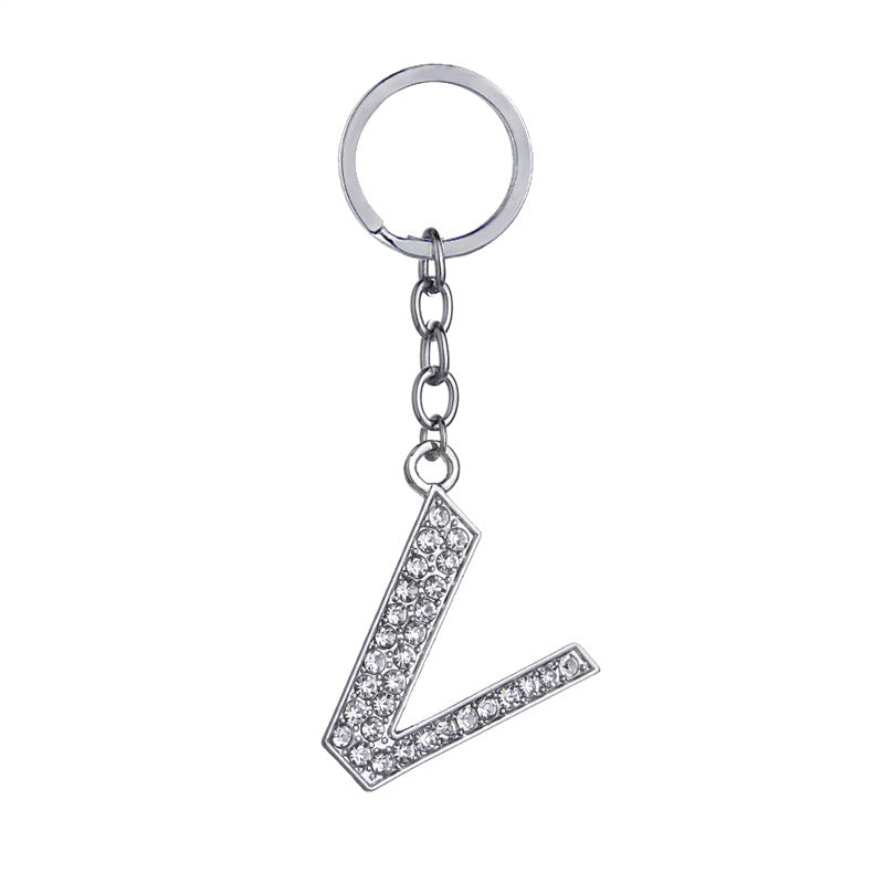 26 English Letter Keychain Creative Zinc Alloy Diamond Key Pendant