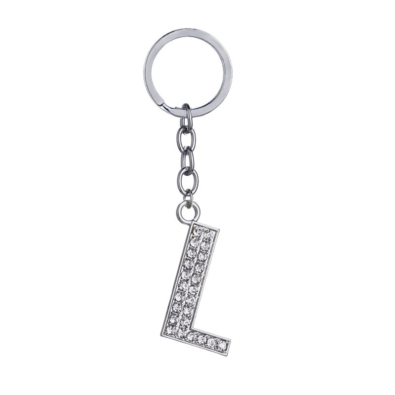 26 English Letter Keychain Creative Zinc Alloy Diamond Key Pendant