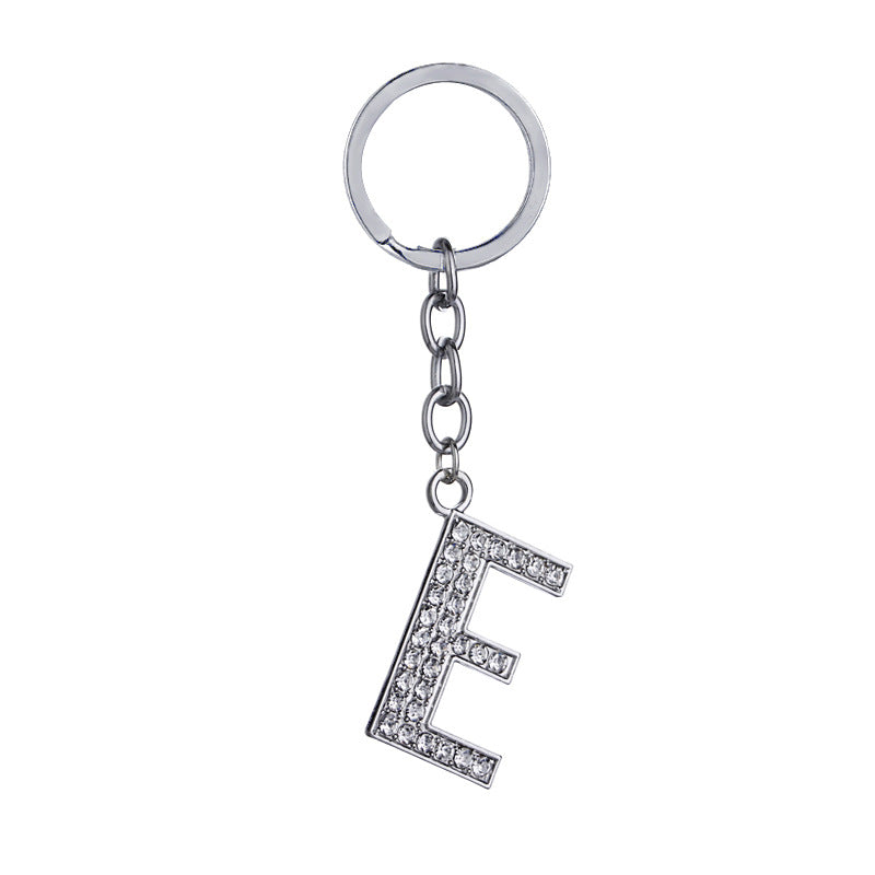 26 English Letter Keychain Creative Zinc Alloy Diamond Key Pendant
