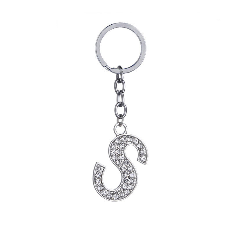 26 English Letter Keychain Creative Zinc Alloy Diamond Key Pendant