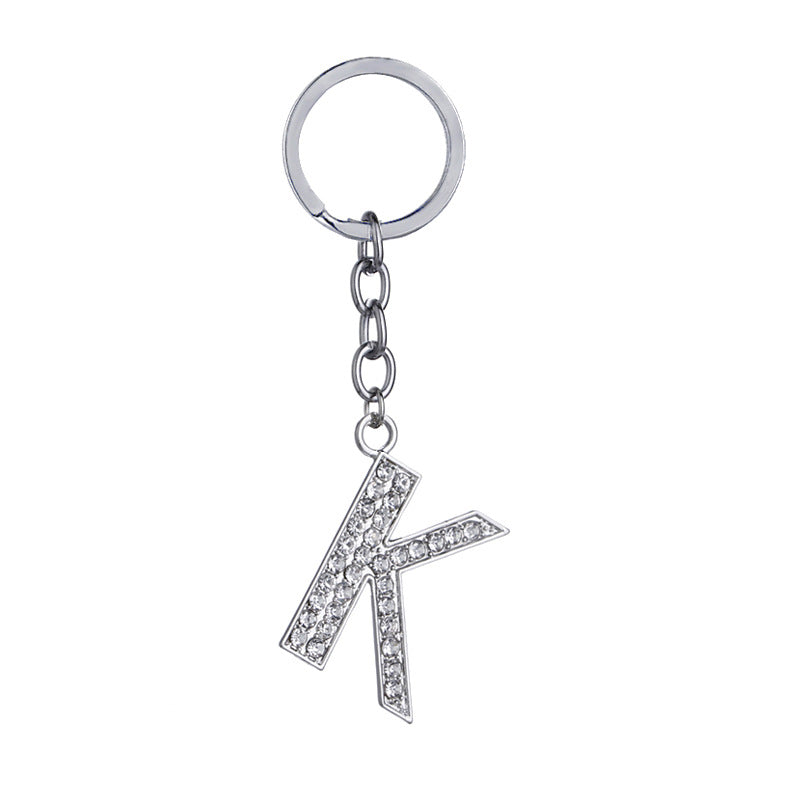 26 English Letter Keychain Creative Zinc Alloy Diamond Key Pendant
