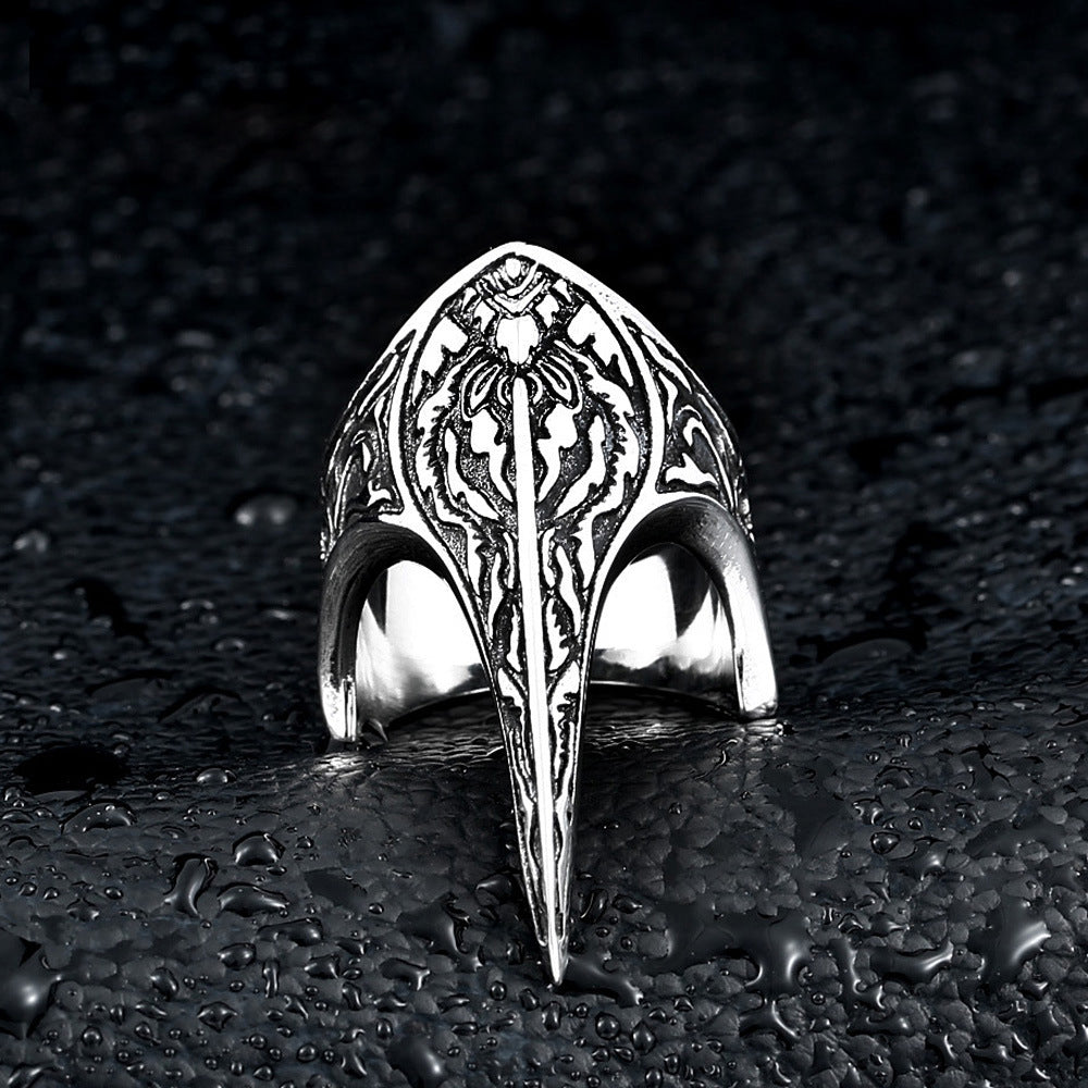 Nordic Amulett Schmuck Titanstahl Geschnitzter Ring Rabenring