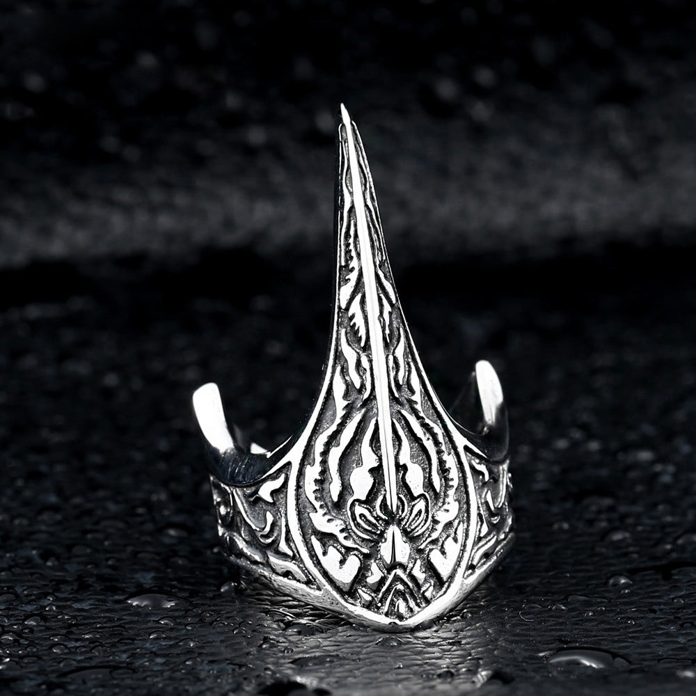 Nordic Amulett Schmuck Titanstahl Geschnitzter Ring Rabenring