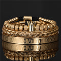 Original Design Crown 3-teiliges Armband für Damen und Herren aus Edelstahlperlen, handgefertigt