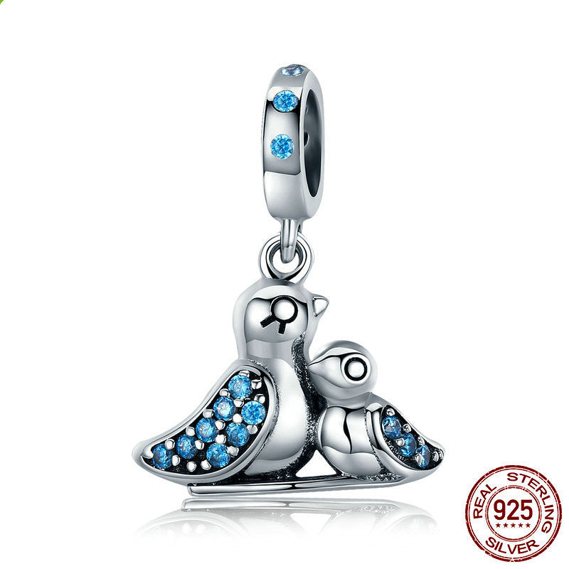 S925 Sterling-Silber süßer Vogel DIY-Perle