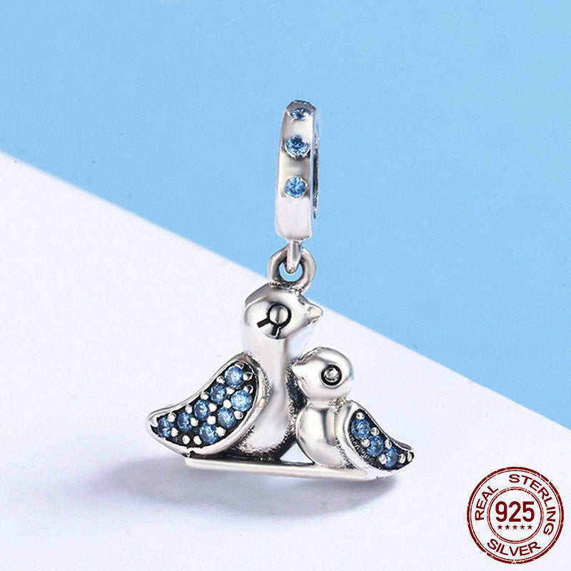 S925 Sterling-Silber süßer Vogel DIY-Perle
